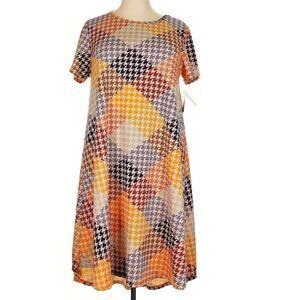 LuLaRoe Womens Dress Size 3XL Carly Plaid Argyle Houndstooth Purple 3X NWT